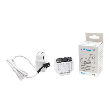 Shelly EM Gen3 + 1 clema de 50A (clamp) - Contor de Energie Smart Monofazat cu Releu (WiFi, Bluetooth)