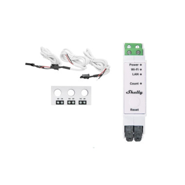 Shelly Pro 3EM-3CT63 - Contor de Energie Smart Trifazat, Montaj pe Șină DIN (Ethernet, WiFi, Bluetooth)