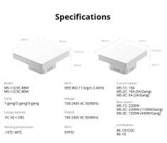 Întrerupător Smart Dublu WiFi Matter SONOFF M5 86 ALB (cu nul) 2