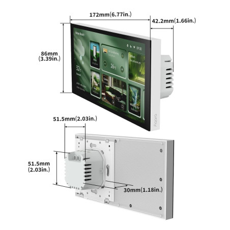 Panou de Control Tactil cu Montaj in Doză, AQARA Panel Hub S1 Plus (WiFi, Bluetooth, Zigbee)