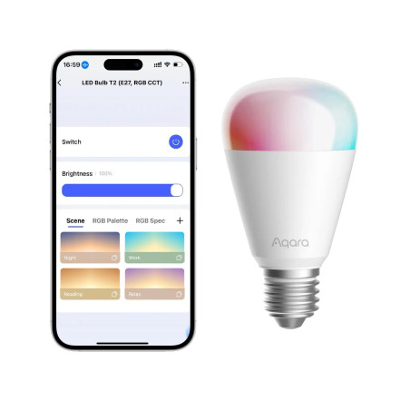 Bec LED Smart E27 RGB+CCT ZigBee și Thread AQARA T2