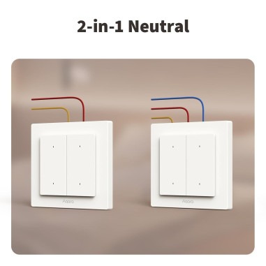 Întrerupător Smart Dublu ZigBee AQARA H2 EU Alb (cu Nul Opțional)
