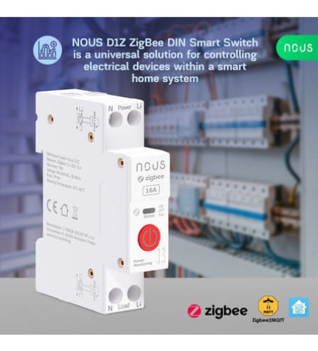 Modul Smart 1 Canal 16A cu Montaj pe Șină DIN ZigBee TUYA NOUS D1Z