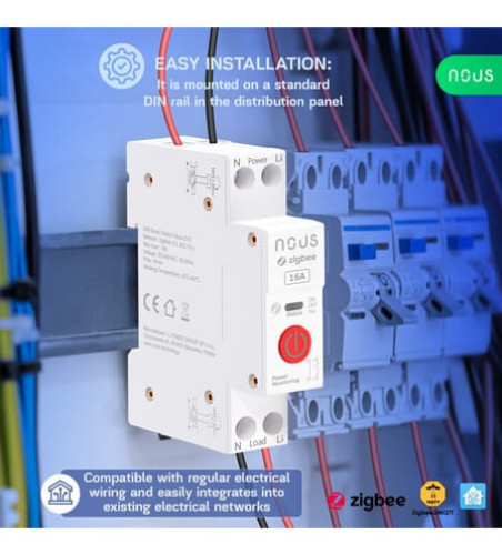 Modul Smart 1 Canal 16A cu Montaj pe Șină DIN ZigBee TUYA NOUS D1Z