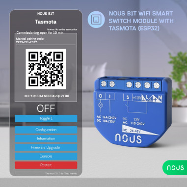 Modul Smart 1 Canal Dry Contact Tasmota NOUS B1T