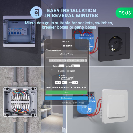 Modul Smart 1 Canal Dry Contact Tasmota NOUS B1T
