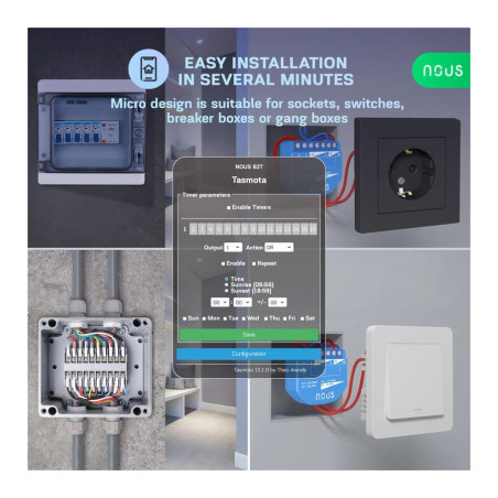 Modul Smart 1 Canal cu Monitorizare Consum Tasmota NOUS B2T