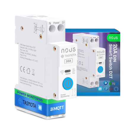 Modul Smart 1 Canal 20A cu Montaj pe Șină DIN Tasmota NOUS D2T