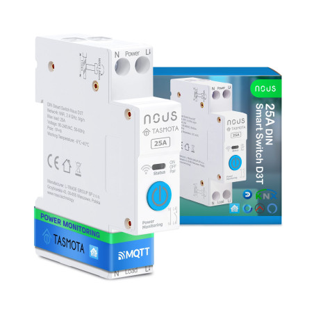Modul Smart 1 Canal 25A cu Montaj pe Șină DIN Tasmota NOUS D3T