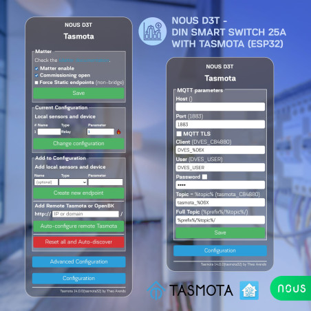 Modul Smart 1 Canal 25A cu Montaj pe Șină DIN Tasmota NOUS D3T