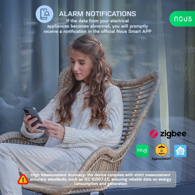 Contor de Energie Smart Trifazat + 3 Cleme 120A, Montaj pe Șină DIN, ZigBee TUYA NOUS D4Z