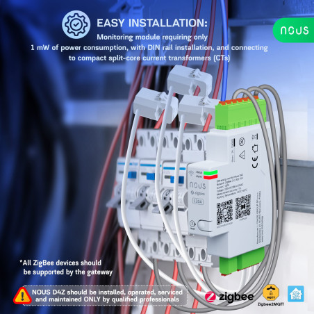 Contor de Energie Smart Trifazat + 3 Cleme 120A, Montaj pe Șină DIN, ZigBee TUYA NOUS D4Z