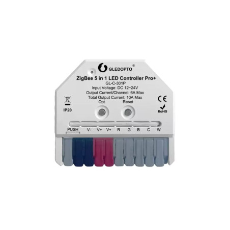 Controller Bandă LED RGBCCT 5-in-1 ZigBee + RF Gledopto GL-C-301P