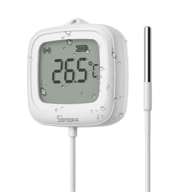 Senzor de Temperatură cu Sondă Externă și Afișaj LCD IP65 Smart ZigBee SONOFF SNZB-02LD