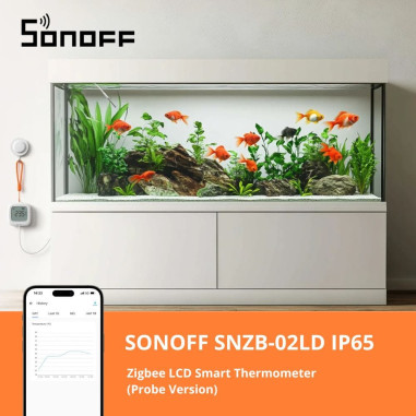 Senzor de Temperatură cu Sondă Externă și Afișaj LCD IP65 Smart ZigBee SONOFF SNZB-02LD