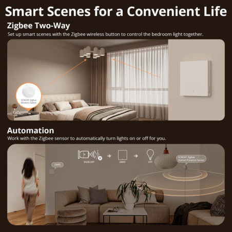 Întrerupător Smart Dublu ZigBee SONOFF ZBM5-2C-80W (cu nul opțional)