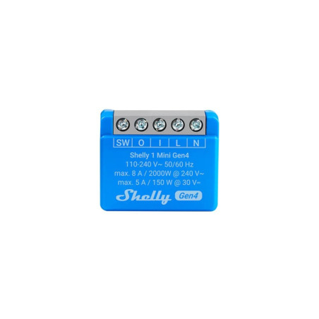 Shelly 1 Mini Gen4 - Modul Smart 1 Canal Dry Contact, Montaj in Doză (WiFi, Bluetooth, Zigbee, Matter)