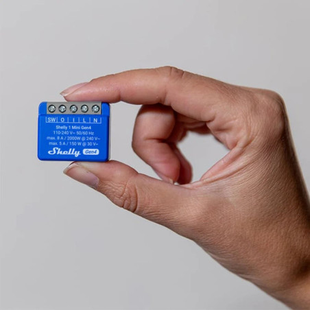 Shelly 1 Mini Gen4 - Modul Smart 1 Canal Dry Contact, Montaj in Doză (WiFi, Bluetooth, Zigbee, Matter)