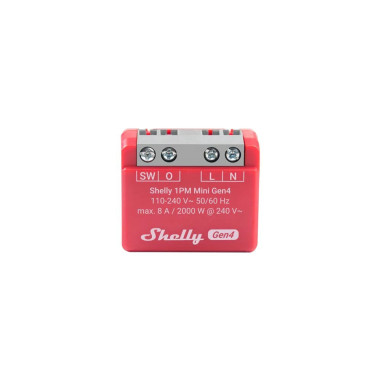 Shelly 1PM MINI Gen4 - Modul Smart 1 Canal cu Monitorizare Consum, Montaj in Doză (WiFi, Bluetooth, Zigbee, Matter)