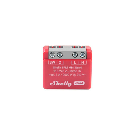 Shelly 1PM MINI Gen4 - Modul Smart 1 Canal cu Monitorizare Consum, Montaj in Doză (WiFi, Bluetooth, Zigbee, Matter)