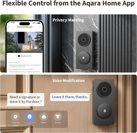 Sonerie Video Smart AQARA G410 Select | Hub Zigbee / Thread / Matter (neagru)