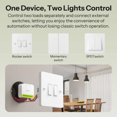 Modul Smart 2 Canale ZigBee SONOFF MINI DUO (cu Nul)
