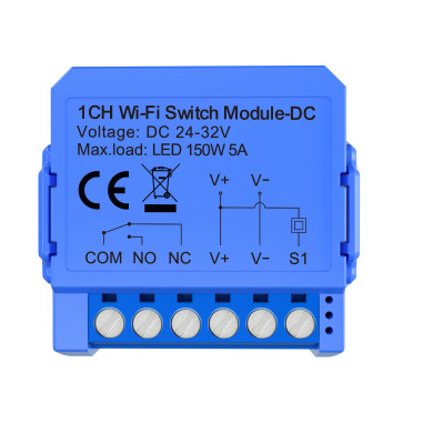 Modul Smart 1 Canal Dry Contact 12-32V DC WiFi TUYA Avatto (cu Nul)
