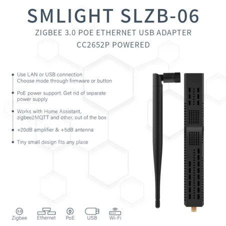 SMLIGHT SLZB-06U - Dongle USB Zigbee Ethernet PoE