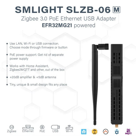 SMLIGHT SLZB-06MU - Dongle USB Zigbee Ethernet PoE