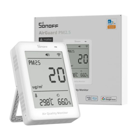 Senzor de Calitatea Aerului cu Afișaj LCD Matter over WiFi SONOFF AirGuard PM2.5 SAWF-07P