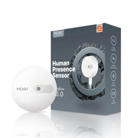 Senzor de Prezență Smart mmWave + Luminozitate ZigBee Moes, TUYA, USB 5V