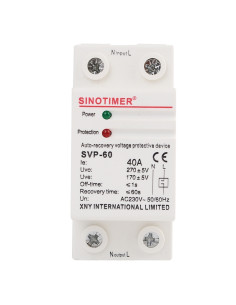 Protectie automata Sinotimer SVP-60, 40A, protectie supratensiune si subtensiune cu reconectare automata, 230V AC, sina DIN