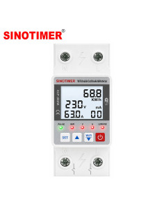 Intrerupator inteligent, dubla deconectare, WiFi Sinotimer SVP688W-63A2, 63A, consum energie, diferential si temperatura