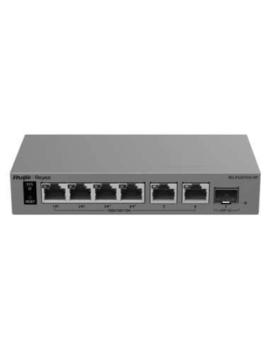 Switch L2, 6 x RJ45 1G (2 x PoE++, 2 x PoE+), 1 x SFP 1G, Cloud Management - Ruijie Reyee RG-ES207GS-HP