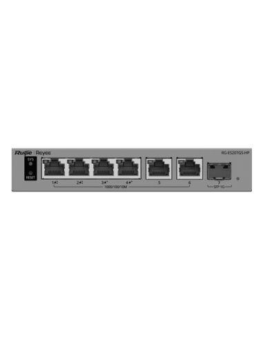 Switch L2, 6 x RJ45 1G (2 x PoE++, 2 x PoE+), 1 x SFP 1G, Cloud Management - Ruijie Reyee RG-ES207GS-HP