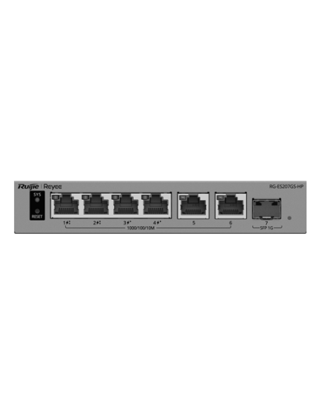 Switch L2, 6 x RJ45 1G (2 x PoE++, 2 x PoE+), 1 x SFP 1G, Cloud Management - Ruijie Reyee RG-ES207GS-HP