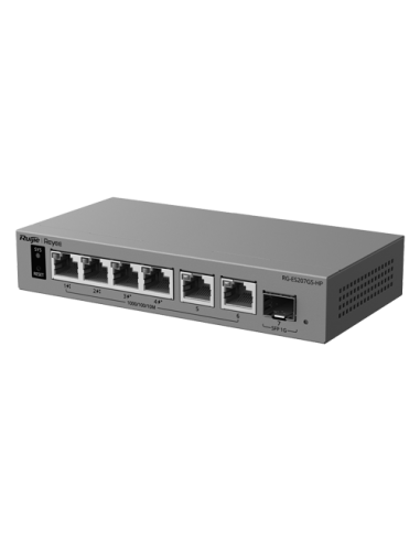 Switch L2, 6 x RJ45 1G (2 x PoE++, 2 x PoE+), 1 x SFP 1G, Cloud Management - Ruijie Reyee RG-ES207GS-HP