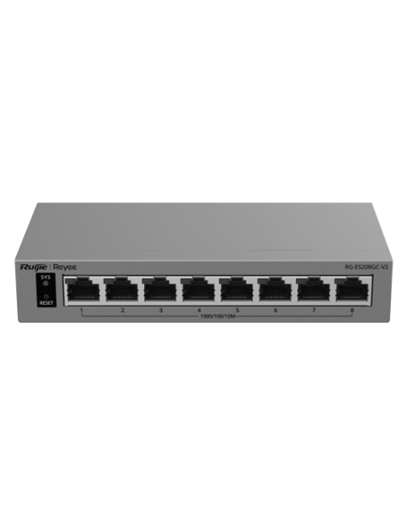 Switch L2, 8 x RJ45 Gigabit, Camera detection, Cloud Management - Ruijie Reyee RG-ES208GC-V2