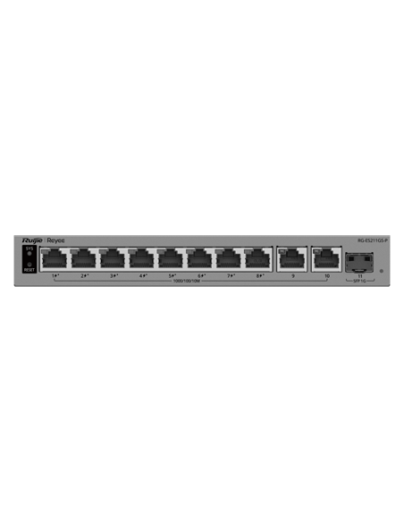Switch L2, 10 x RJ45 1G (8 x PoE+), 1 x SFP 1G, Putere PoE 120W, Cloud Management - Ruijie Reyee RG-ES211GS-P