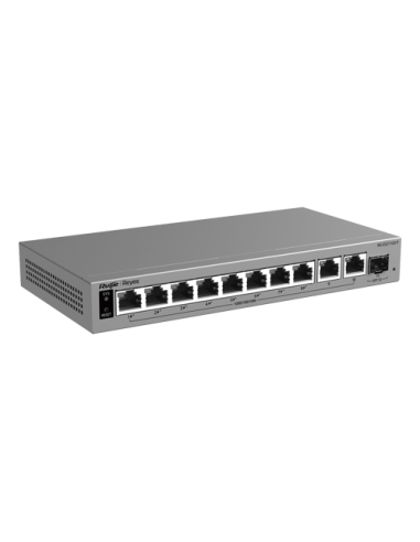 Switch L2, 10 x RJ45 1G (8 x PoE+), 1 x SFP 1G, Putere PoE 120W, Cloud Management - Ruijie Reyee RG-ES211GS-P