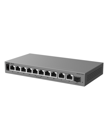 Switch L2, 10 x RJ45 1G (8 x PoE+), 1 x SFP 1G, Putere PoE 120W, Cloud Management - Ruijie Reyee RG-ES211GS-P