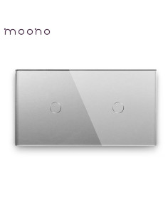 Întrerupător smart Zigbee touch simplu + simplu TUYA, panou sticlă, fără nul, Moono, gri