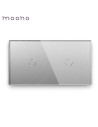 Întrerupător smart Zigbee touch simplu + simplu TUYA, panou sticlă, fără nul, Moono, gri