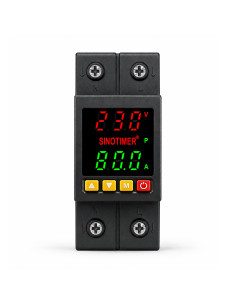 Releu protectie tensiune si curent Sinotimer SVP-718D, 80A, 230V, 2P, afisaj digital, negru