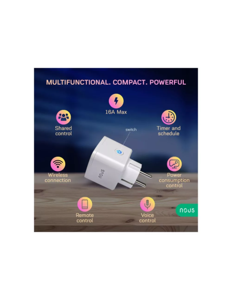 Priza Smart WiFi Nous A1, 16A, cu monitorizare consum, Tuya