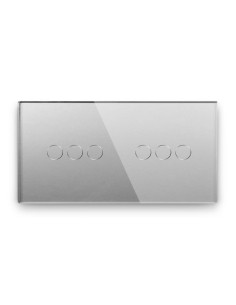 Întrerupător smart Zigbee touch triplu + triplu TUYA, panou sticlă, cu nul, Moono, gri