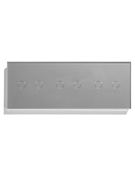 Întrerupător smart Zigbee touch dublu + dublu + dublu TUYA, panou sticlă, fără nul, Moono, gri