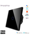 Întrerupător smart WiFi touch simplu TUYA, panou sticlă, nul opțional, Moono, negru
