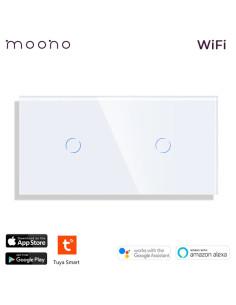 Întrerupător Smart WiFi touch simplu + simplu, TUYA, panou sticlă, nul opțional, Moono, alb