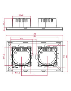 Întrerupător smart WiFi touch triplu + dublu TUYA, panou sticlă, nul opțional, Moono, alb 2